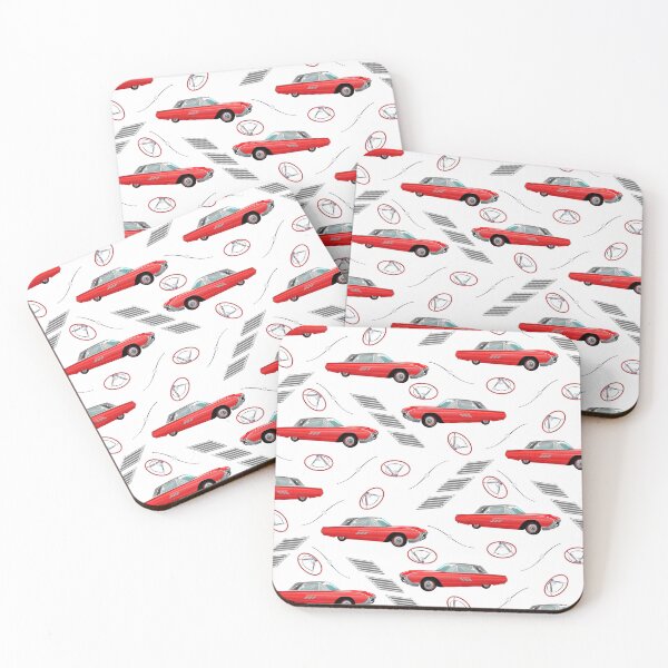 Item preview, 1963 Red Hot Hot Rod Antique Car on White Half-Drop Repeat designed and sold by Art in My Loft.