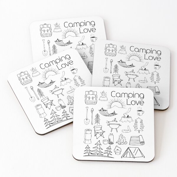 Item preview, Camping love lineart black designed and sold by Line2Rhyme.