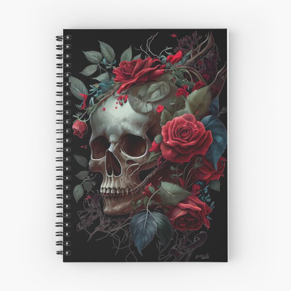 Aperçu de l'œuvre Tête de mort avec des fleurs pour un look grunge et romantique a la fois créée et vendue par nellylebrun.