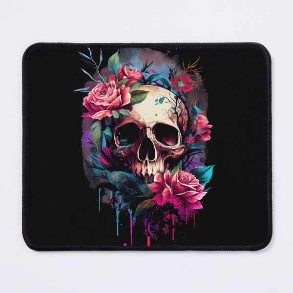 Artikelvorschau, Totenkopf mit Blumen für einen Grunge- und Romantik-Look entworfen und verkauft von nellylebrun.