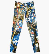 Blue Paint Drip Stones Leggings