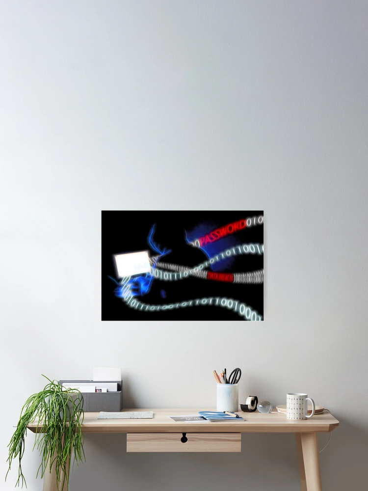 Thumbnail 2 of 3, Poster, Computer Hacker at Work designed and sold by NeonAbstracts.