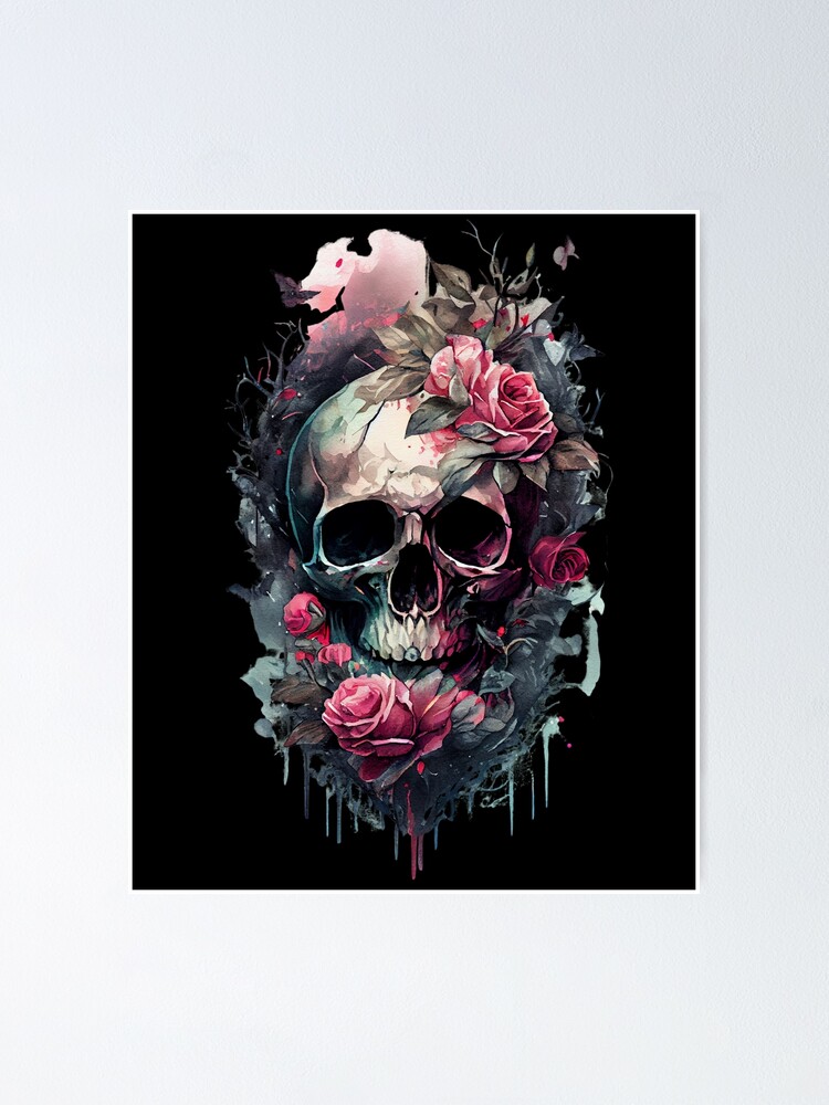 Poster avec l'œuvre « Idée cadeau original design tête de mort au
