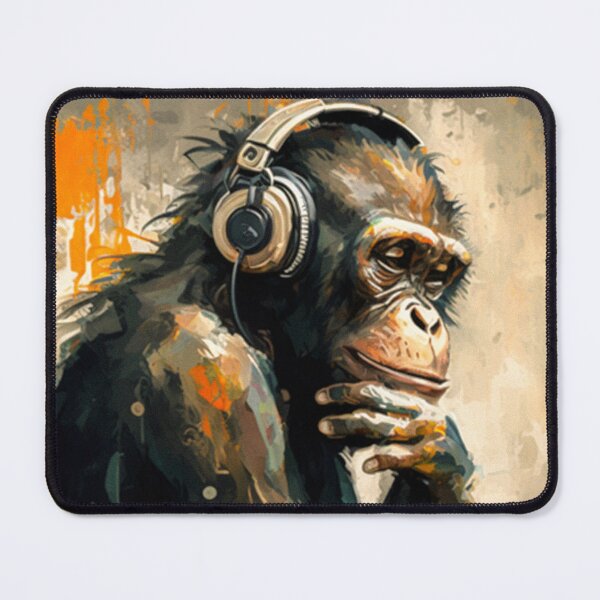 Item preview, Funny Banksy DJ Monkey Thinker with Headphones  designed and sold by SIMPLINZ.