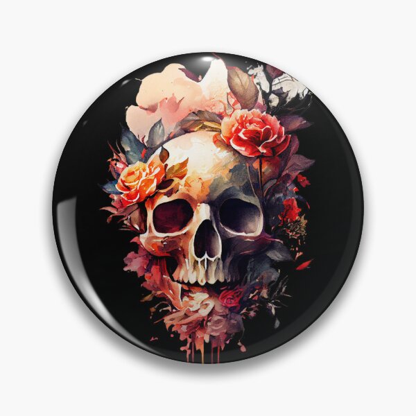 Aperçu de l'œuvre Tête de mort avec des fleurs pour un look grunge et romantique a la fois créée et vendue par nellylebrun.