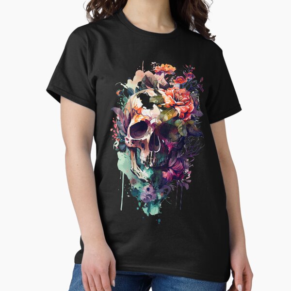 Item preview, Skull and crossbones with flowers for a grunge and romantic look designed and sold by nellylebrun.
