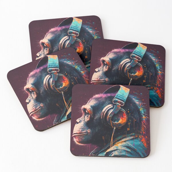 Item preview, Funny Banksy DJ Monkey Thinker with Headphones  designed and sold by SIMPLINZ.