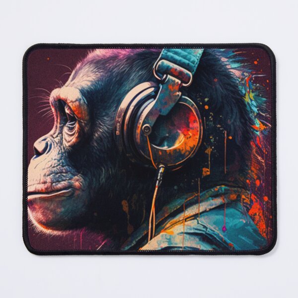 Item preview, Funny Banksy DJ Monkey Thinker with Headphones  designed and sold by SIMPLINZ.