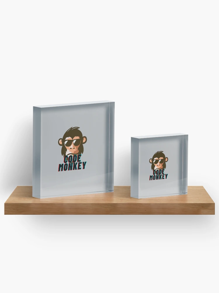Thumbnail 3 of 5, Acrylic Block, Code Monkey programming programmer designed and sold by codepuns.