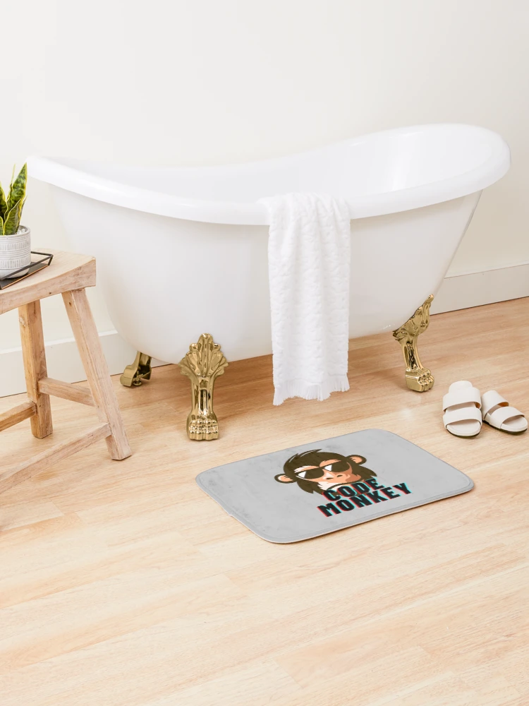Thumbnail 2 of 6, Bath Mat, Code Monkey programming programmer designed and sold by codepuns.