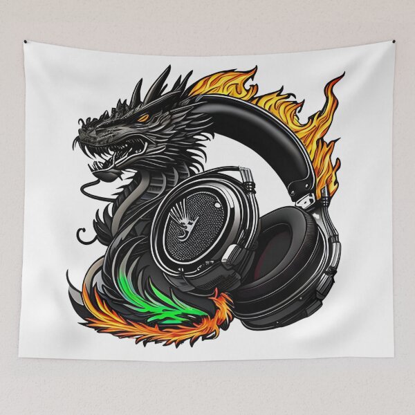 Item preview, Dragon with headphones designed and sold by Jawoahl.