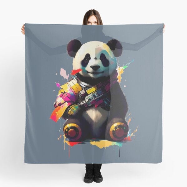Sci-fi Badass and Awesome Panda Colorful Scarf