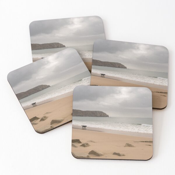 Item preview, Solo Fun - Black Dog Strolling on Empty Winter Beach designed and sold by Georgia Mizuleva.
