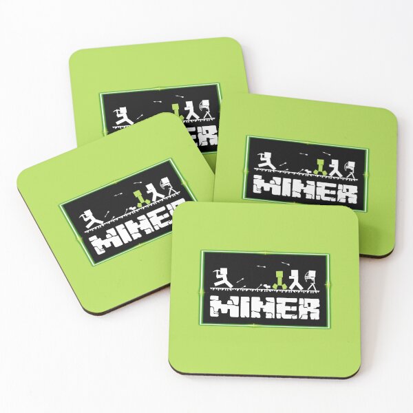 Item preview, B&W MINER Silhouette with Neon Border (on Green) designed and sold by epinkb.