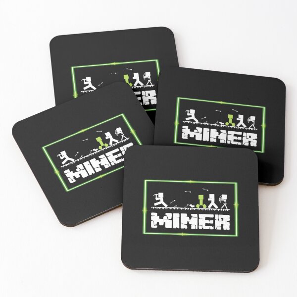 Item preview, B&W MINER Silhouette with Neon Border (on Black) designed and sold by epinkb.