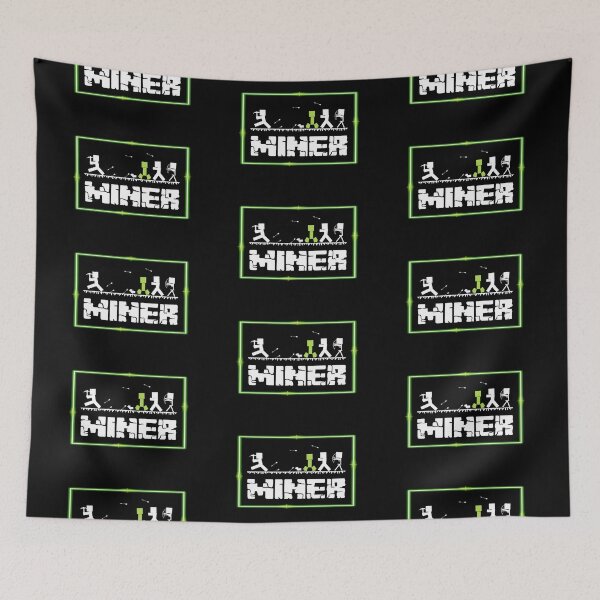 Item preview, B&W MINER Silhouette with Neon Border (on Black) designed and sold by epinkb.