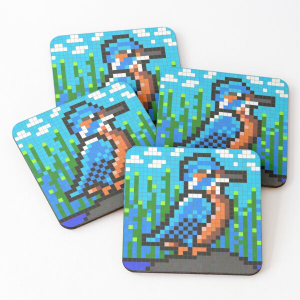 Item preview, Kingfisher Pixel Painting designed and sold by CozyPixelFluff.
