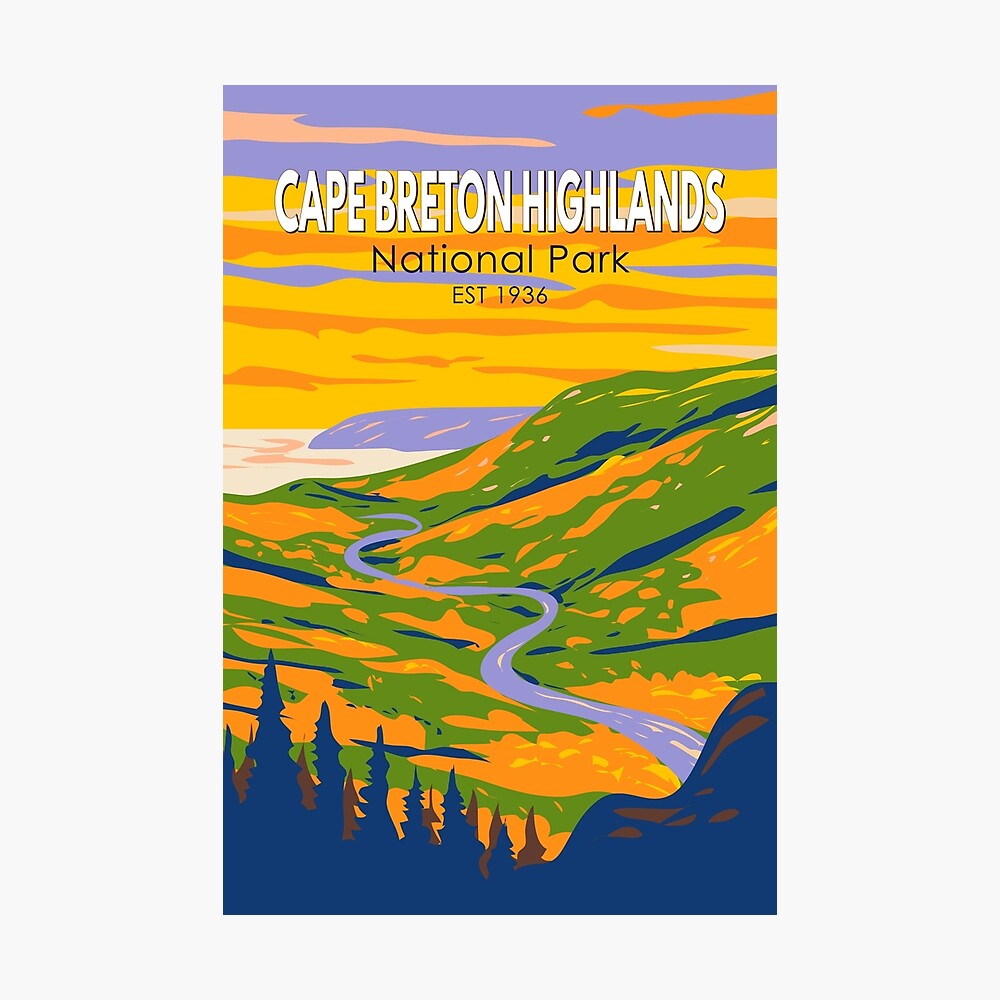 Cape Breton Highlands National Park Canada Travel Art Vintage