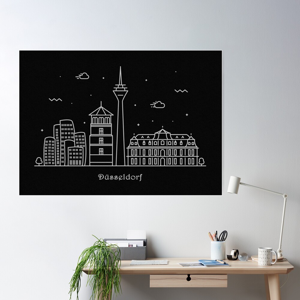 Dusseldorf Skyline Minimal Line Art Poster\