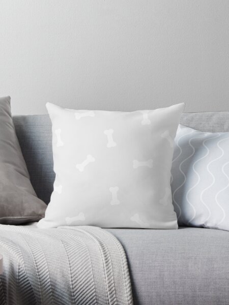 White dog bone pattern, home accessories and decoration, animals Throw Pillow
