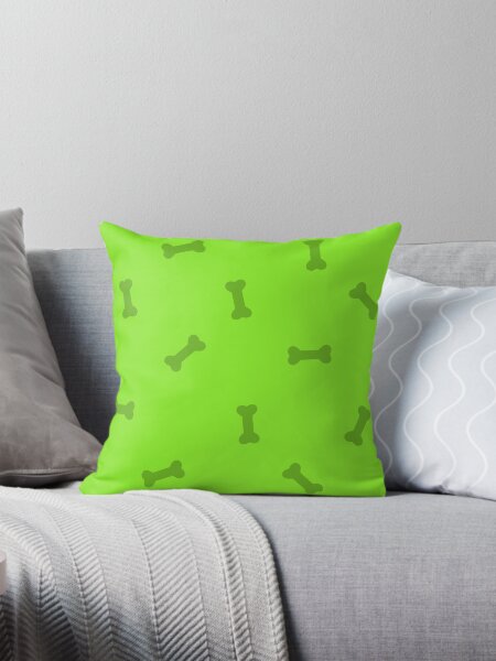 Green dog bone pattern, home accessories and decoration, animals Throw Pillow