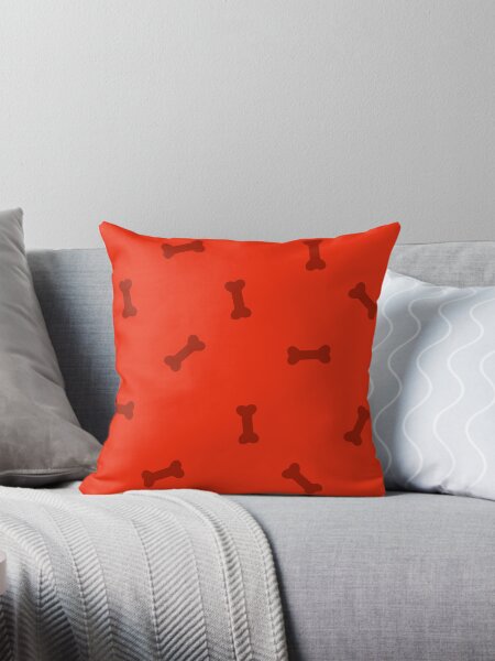 Red dog bone pattern, home accessories and decoration, animals Throw Pillow