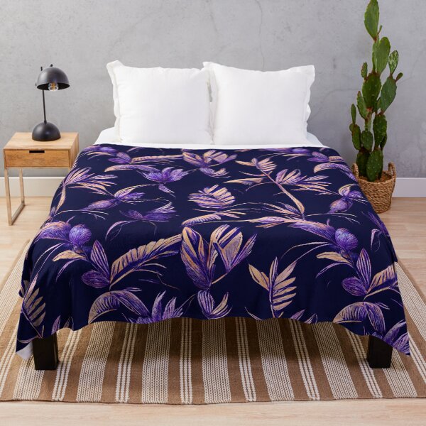 Item preview, Vintage purple gold botanical leaves and flowers pattern designed and sold by AstraNovaStudio.