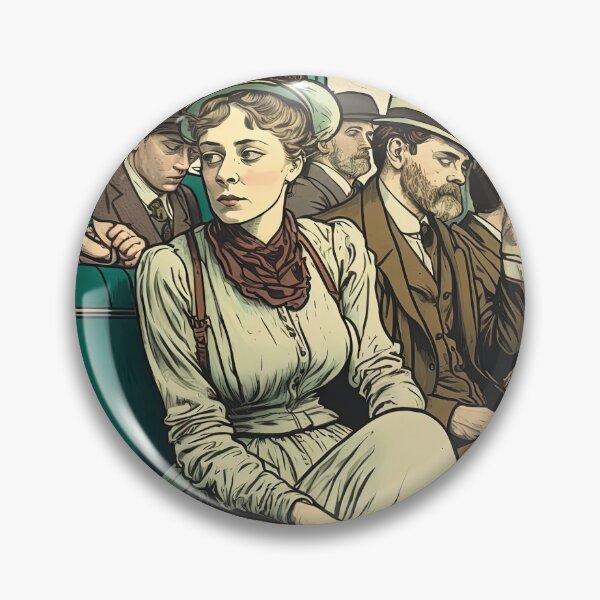 Item preview, Busy commuters on a train during rush hour Mucha style designed and sold by artyficial-.