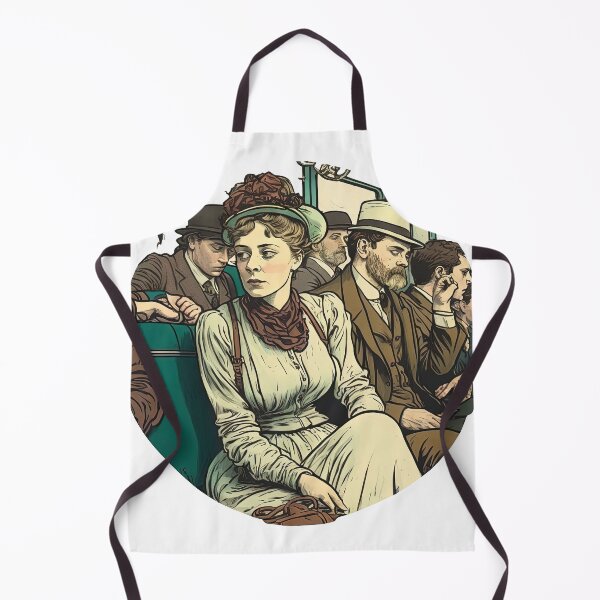 Item preview, Busy commuters on a train during rush hour Mucha style designed and sold by artyficial-.