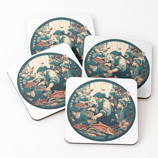 Item preview, Busy fish market Mucha style designed and sold by artyficial-.