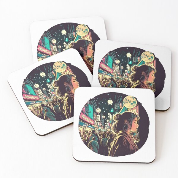 Item preview, Crowded street of a Japanese city Mucha style designed and sold by artyficial-.