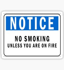 NO smoking unless youre on fire Sticker