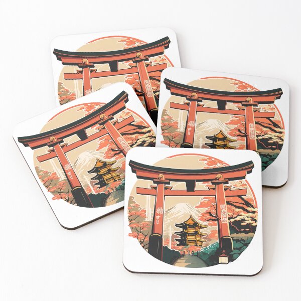 Item preview, Japanese Shinto shrine Mucha style designed and sold by artyficial-.