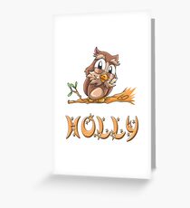 Holly Owl Greeting Card