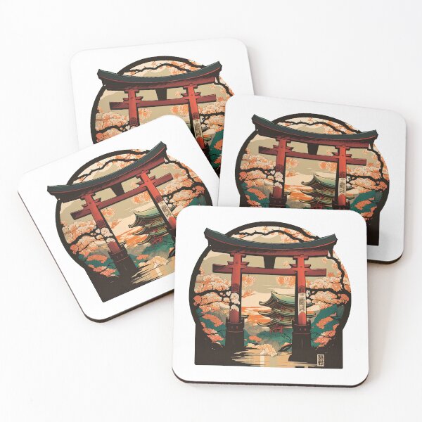 Item preview, Majestic gates of a Shinto shrine in Japan Mucha style designed and sold by artyficial-.
