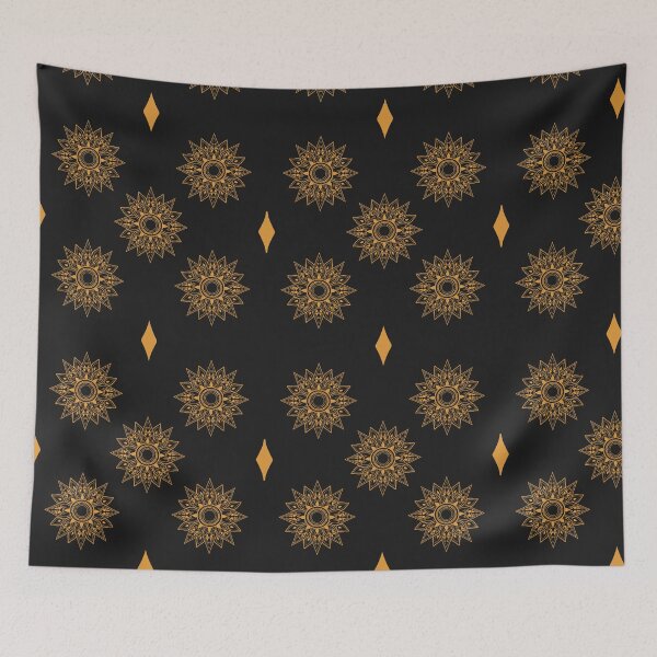 Item preview, Flower patterns gold on black  designed and sold by Chaoticzarts.