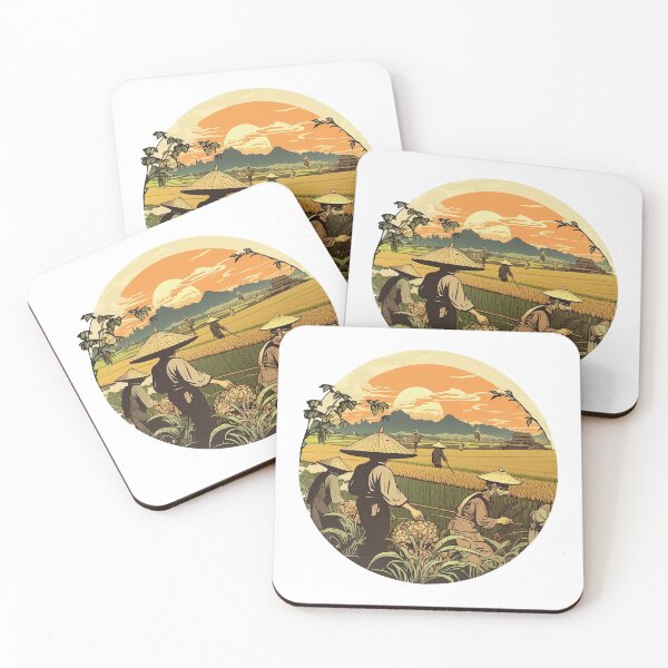 Item preview, Rice Field Farmers Working designed and sold by artyficial-.