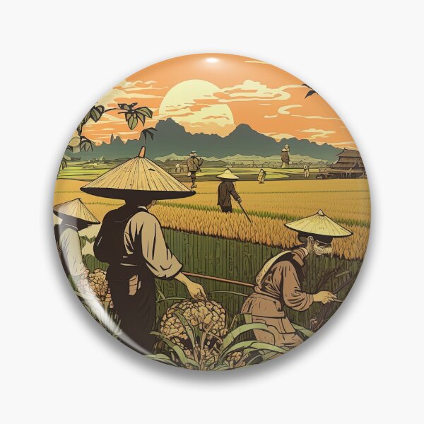 Item preview, Rice Field Farmers Working designed and sold by artyficial-.