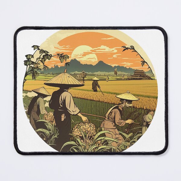 Item preview, Rice Field Farmers Working designed and sold by artyficial-.