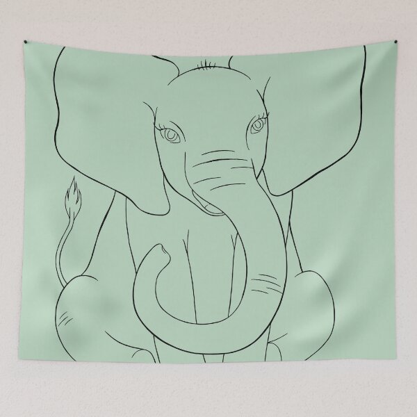 Artikelvorschau, Baby-Elefant-Strichzeichnung entworfen und verkauft von artbychloetunni.