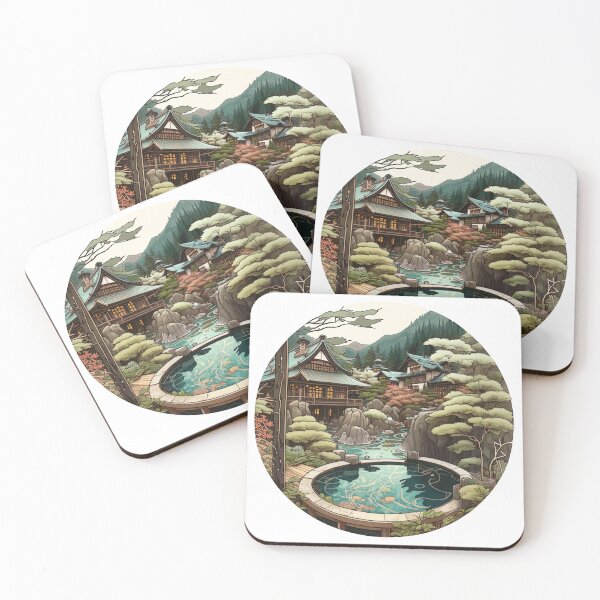 Item preview, tranquil japanese hot spring mucha style designed and sold by artyficial-.