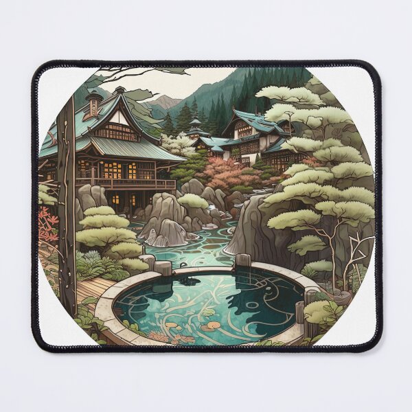 Item preview, tranquil japanese hot spring mucha style designed and sold by artyficial-.