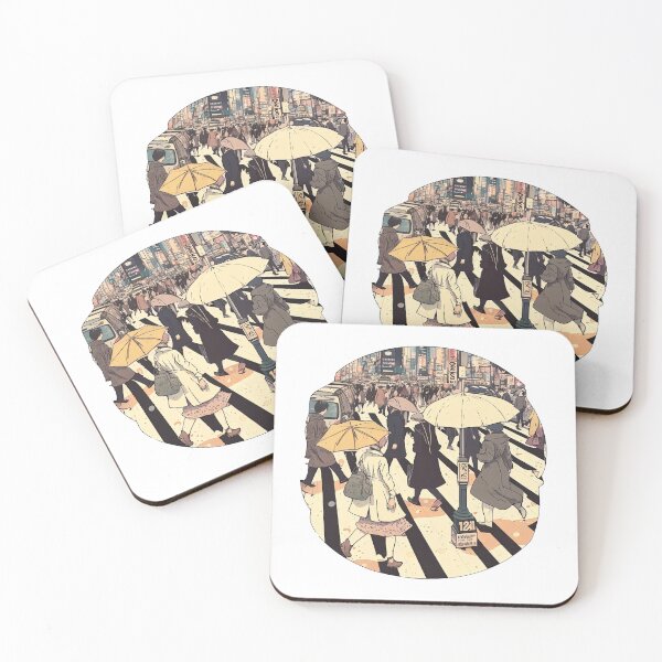 Item preview, umbrellas in busy japanese street mucha style designed and sold by artyficial-.