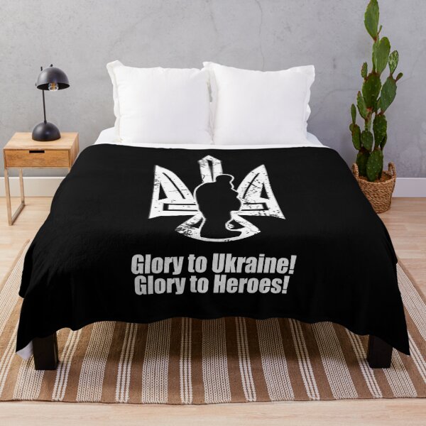 Item preview, Glory To Ukraine Glory To Heroes - Ukrainian Trident Tryzub Coat of Arms Emblem Silhouette designed and sold by Aide.