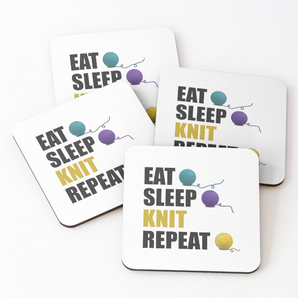 Item preview, Eat Sleep Knit Repeat, funny text design for knitters designed and sold by wondertree.