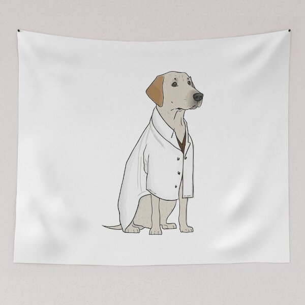 Item preview, Science lab! Labrador Retriever in a lab coat designed and sold by saskdigitalart.