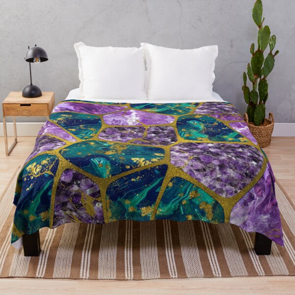 Item preview, Amethyst and Green Marble Gold Voronoi diagram designed and sold by k9printart.