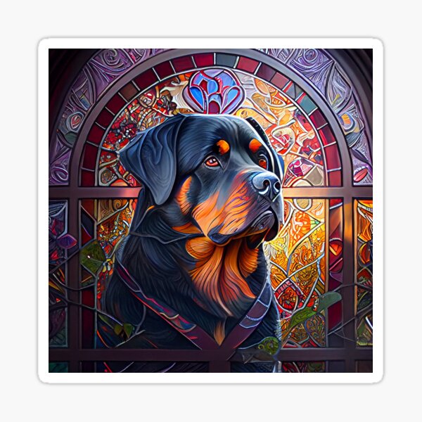 Rottweiler dog in stained glass