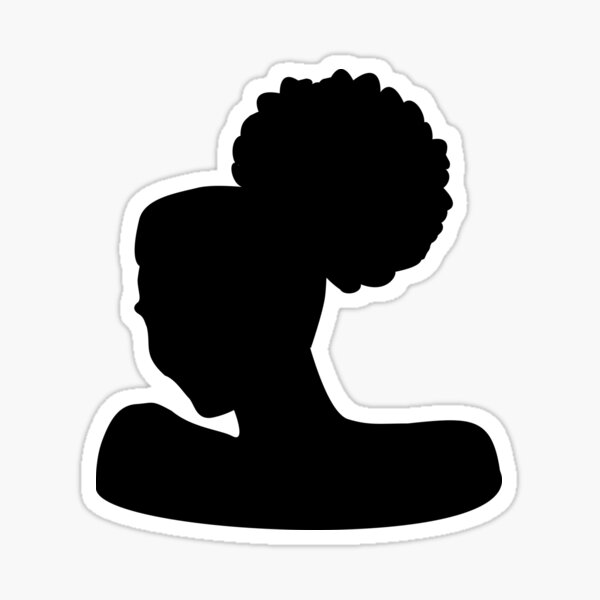 Afro Puff Black Silhouette Sticker By Paperflodesigns Redbubble