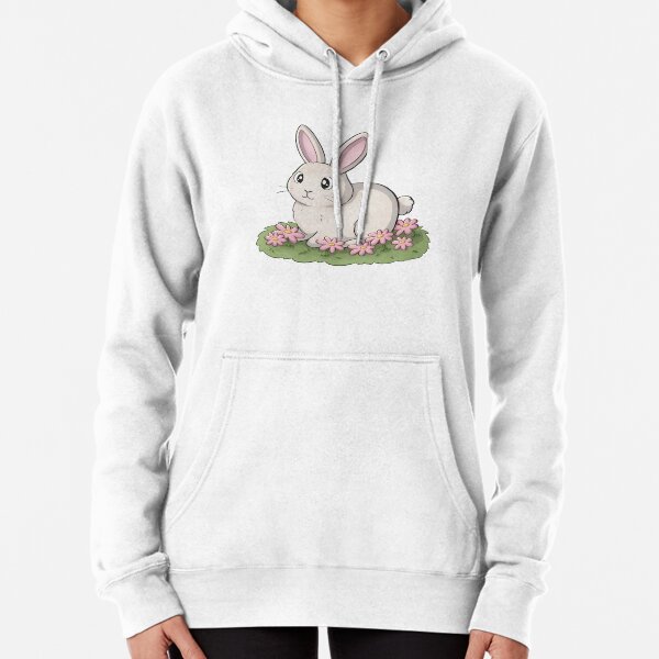 Bunny With Flowers Pullover Hoodie